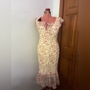 Vintage Milkmaid Y2K Floral Dress